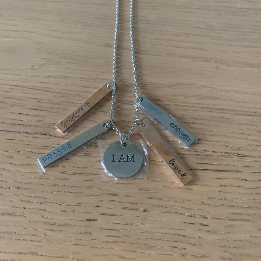 I Am Blessed Beautiful Loved Enough Necklace Pendant Charm Positive Copper
